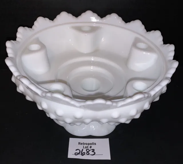 Vintage Fenton Milk Glass Hobnail Multi Candle Holder Centerpiece Bowl