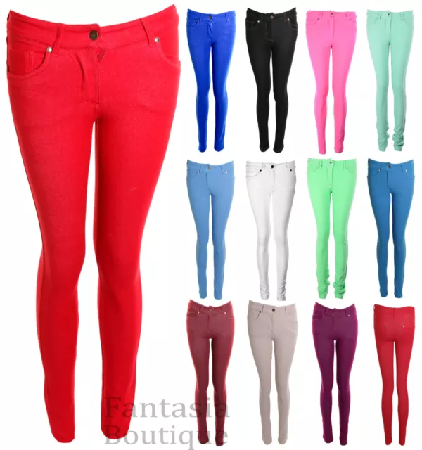 New Ladies Skinny Fit Coloured Stretch Jeans Womens Jeggings 8-14