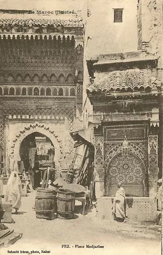 Cpa Maroc Fez Place Nedjarine