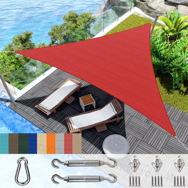 Sun Shade Sail Patio Awning Outdoor Garden Triangle Canopy Shelter Cover w/Kits