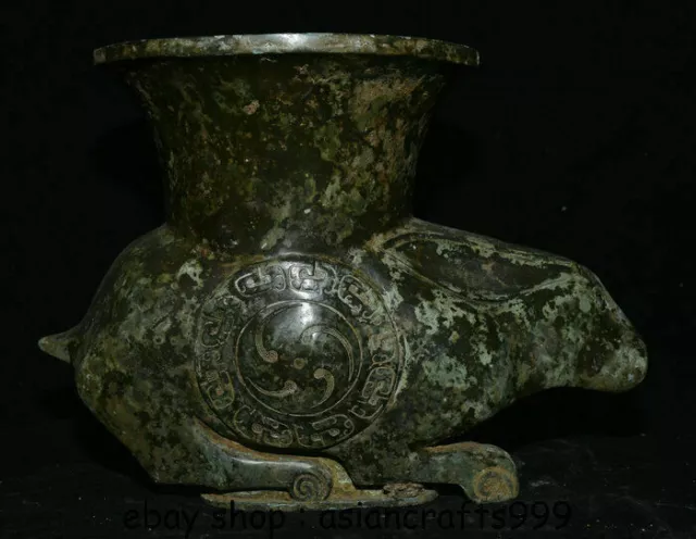 12,2 "Antike Alte Chinesische Bronze Ware Dynastie Kaninchen Zun Vase trinkgefäß