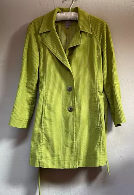 J. JILL WOMENS Small Petite Belted Corduroy Trench Coat Lime Green Lined  £35.80 - PicClick UK