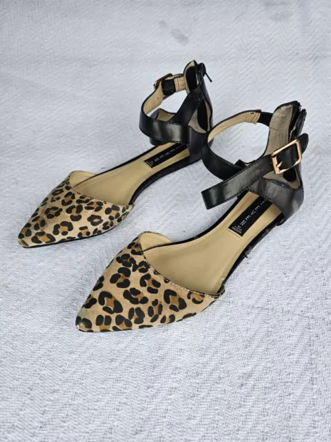 Steven by Steve Madden Strappy Back Flats Cheetah Print Leather Size 7.5