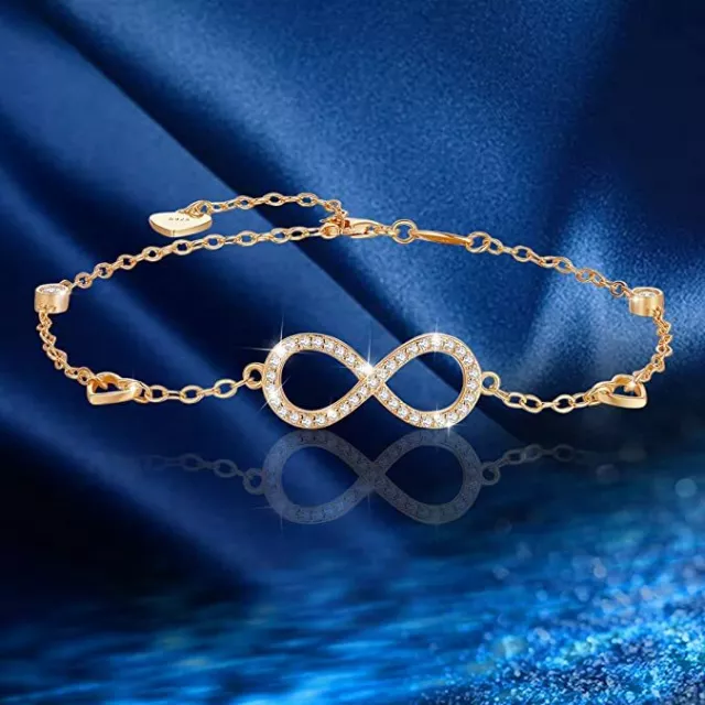 925 Sterling Silver Infinity Love Charm Women's Jewelry Durable Bracelet Anklet