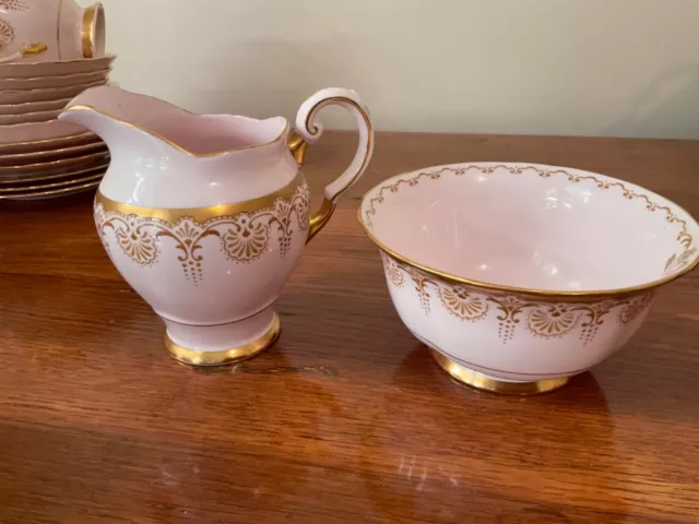 Vintage, Gorgeous Elegant pink & gold  Royal Tuscan, sugar bowl & jug