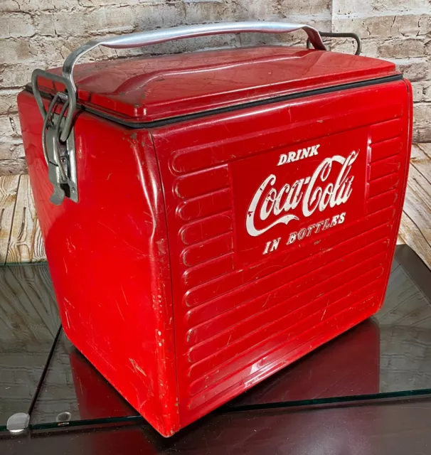 1954 Acton 201 Deluxe Metal Coca-Cola Bottle Cooler Ice Chest Sandwich Tray RARE