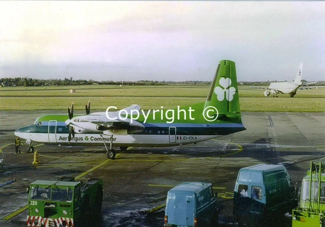 Aer Lingus Commuter Fokker F-50 EI-FKA "St Fintan"  at Dublin 04-12-95 Postcard