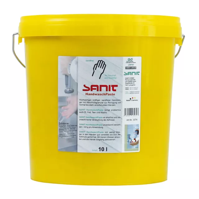 Pâte de lavage des mains 10 L SANIT 3074 pâte industrielle savon pour les mains atelier nettoyant pour les mains