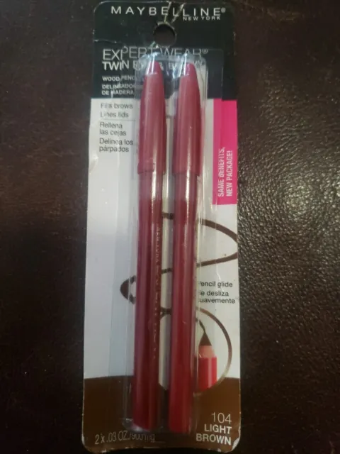 Maybelline NY Expert Wear Twin Brow & Eye Pencil Pack of 2 Light Brown 104