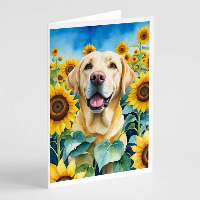 Labrador Retriever Sunflowers Greeting Cards Envelopes Pk of 8 DAC6111GCA7P