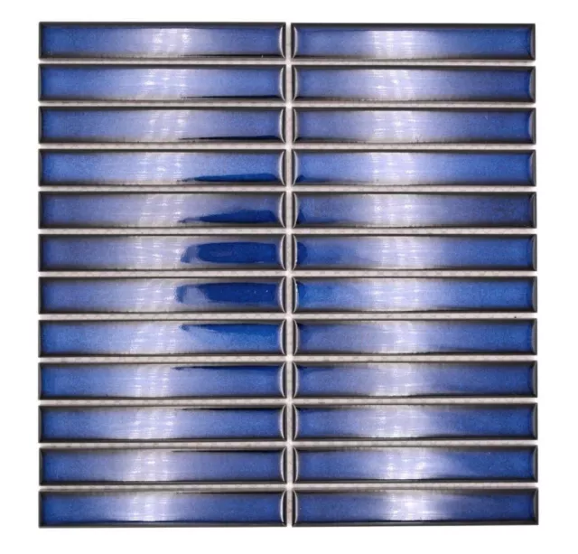 Mosaïque Cobalt Stäbchenoptik Céramique Brillant Rectangle Sol Mur Wc WB24-S40