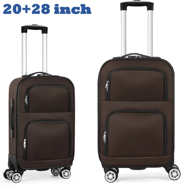 20"28" Luggage Set 2 Piece Carry On Softside Suitcase Travel Trolley Lightweight