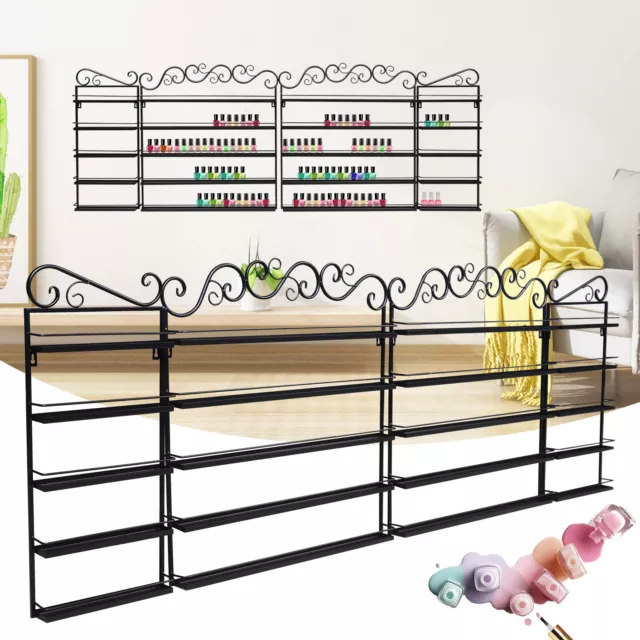 5-Tier Nail Polish Display Metal Rack Wall Mount Organizer Makeup Shelf Holder