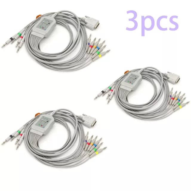 3pcs fit for Edan 12-lead 15-pin ECG/EKG Cable Banana Plug SE-1200/SE-12 Express
