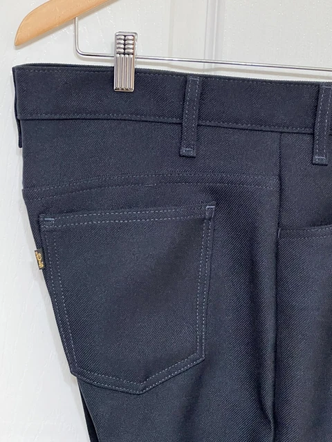 Men's Vintage Levis 517 Bootcut Perma Press Polyester Pants Navy 33x25 Pre-own