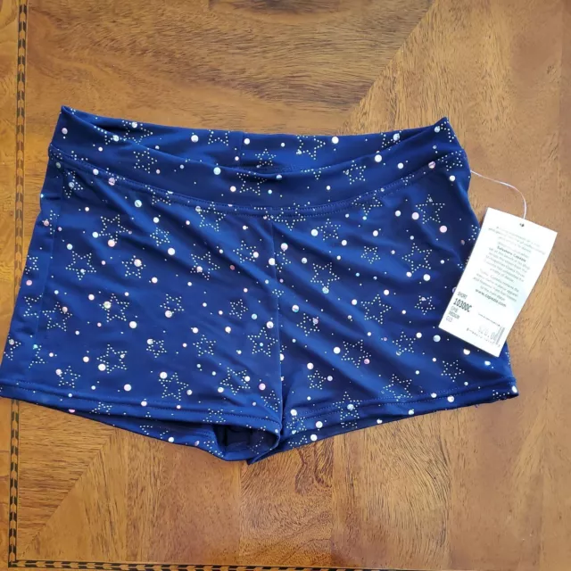 Capezio Navy Blue Spake Star Booty Boycut Lowrise Shorts Child Medium NWT