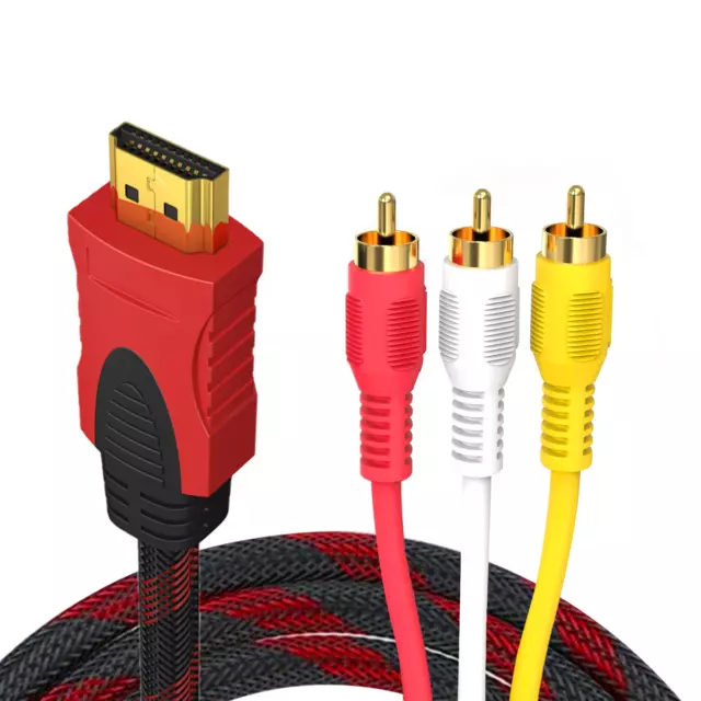 Câble HDMI mâle vers 3 RCA Composite mâle 1,5m Adaptateur vidéo HDMI vers RCA