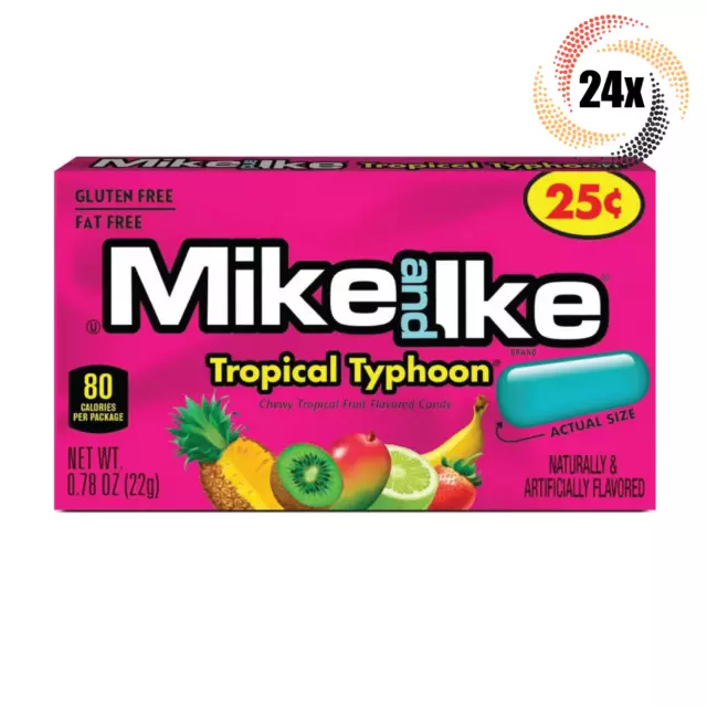 Full Box 24x Packs Mike & Ike Tropical Typhoon Chewy Candy | .78oz | Fat Free