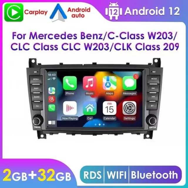 Für Mercedes Benz C-Klasse W203 CLC CL203 CLK C209 7"Android12 Autoradio Carplay