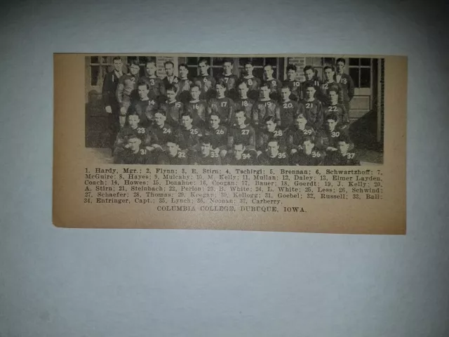 Columbia College Dubuque Iowa 1925 Football Team Picture