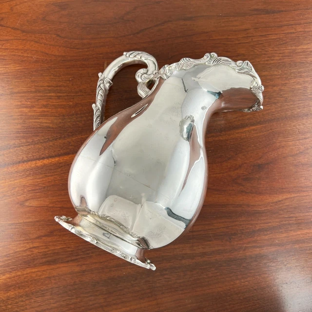 Heavy Otaduy Mexican Solid Sterling Silver Pitcher Hand Chased Spout & Foot Rim