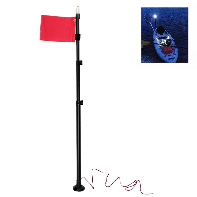 Drapeau De Sécurité Marine Orange - Poteau Réglable Jusqu'à 2 M - Pour Ski Nautique, Wakeboard, Bateau Ponton, Kayak, Jet Ski