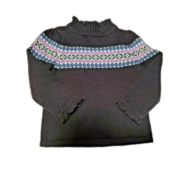 Vintage Lands End Nordic Girls Ski Sweater 2T Pullover Turtleneck 100% cotton