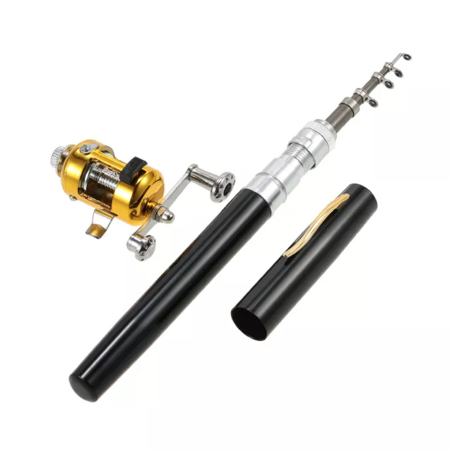 Telescopic Fishing Rod Reel Combo Kit Pocket Pen Fishing  Set Black E7M0