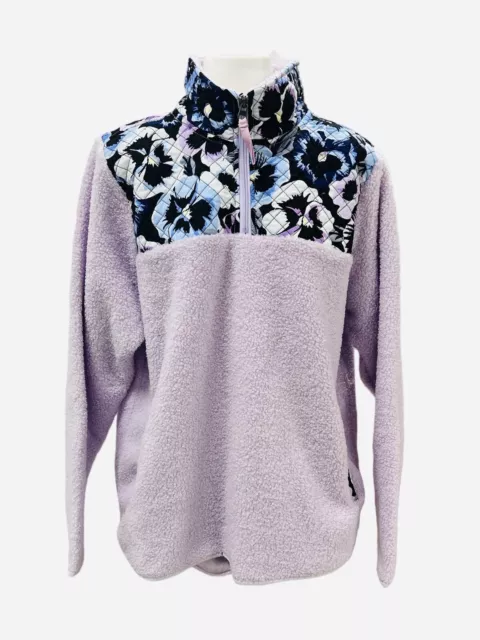 Vera Bradley Women's Teddy Fleece Lavender/Floral Pullover 1/4 Zip Size 2XL