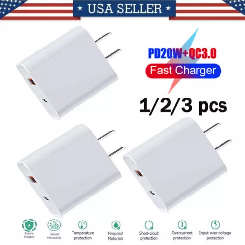 For iPhone 14 13 12 11 XR 8 20W Fast Charger Block USB Type C Wall Power Adapter