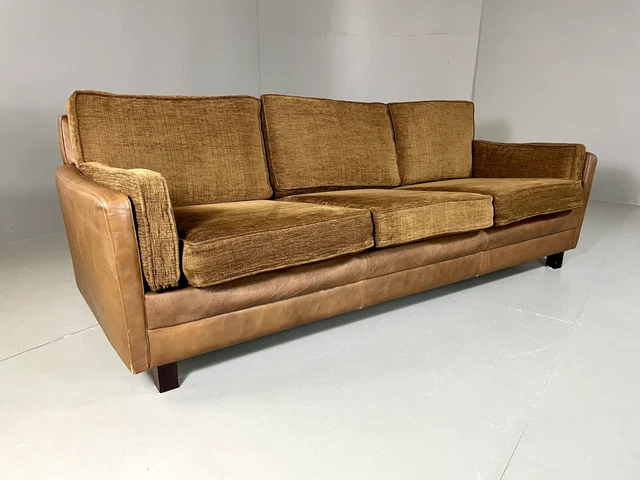 EB5490 Vintage Danish Thams Leather and Corduroy Sofa, Mid Century, Retro. M3SS