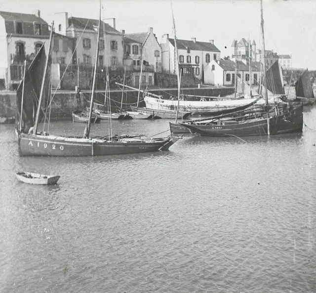 FRANCE Annecy Voiliers Photo Stereo Vintage Plaque de verre c1930 