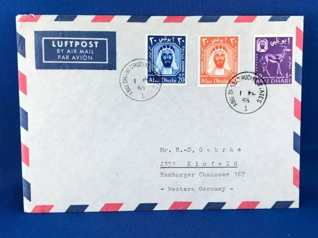 ABU DHABI  AIRMAIL COVER ABU DHABI TRUCIAL STATES 1965 to GERMANY   (A8/35)