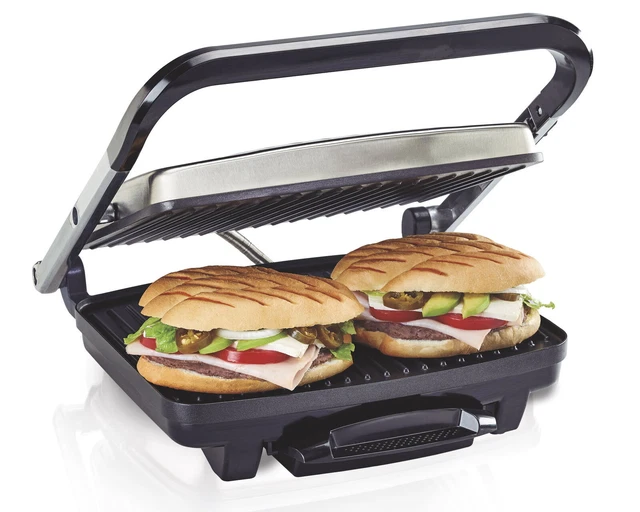Panini Press Indoor Grill Sandwich Maker Nonstick Griddler Stainless Steel 2022