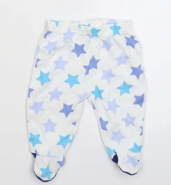 George Baby White Geometric Cotton Jogger Trousers Size 0-3 Months