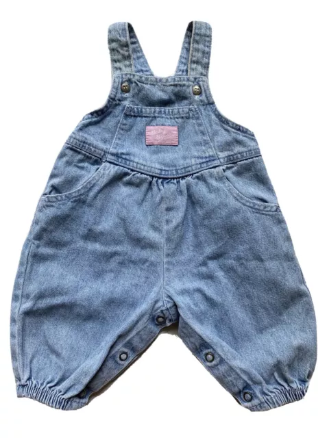 VTG Baby B’Gosh Girls 3-6 Month Overalls Denim Jean Bubble Light Wash