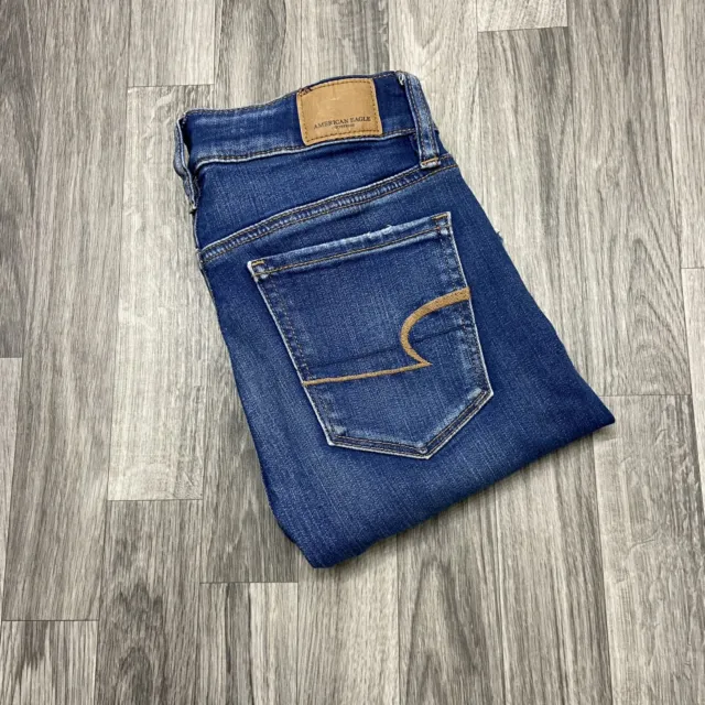 AMERICAN EAGLE Hi-Rise Jegging Super Stretch Blue Denim Jeans Women's 0 X-Long