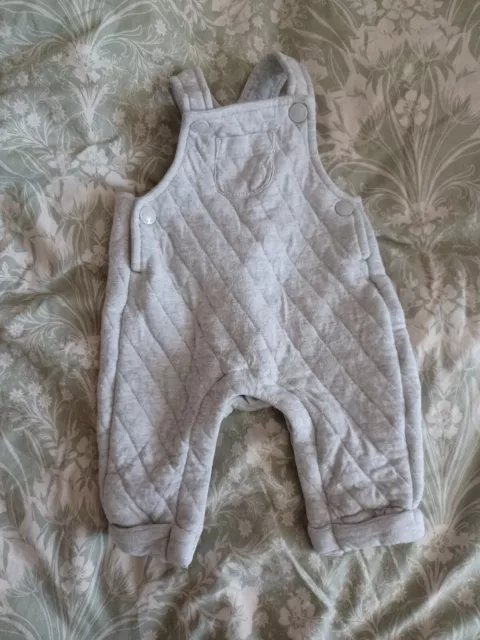 Purebaby Quilted Dungarees Grey 0-3months unisex boy or girl
