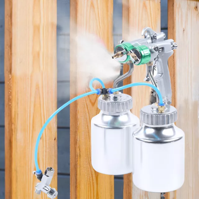 Handheld Polyurethane Spray Gun Foam Automatic Sprayer Double Head+2*1L Tank USA