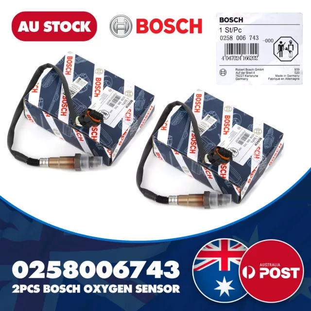 2x Genuine BOSCH O2 Oxygen Sensor For Holden Commodore VZ VE V6 0258006743