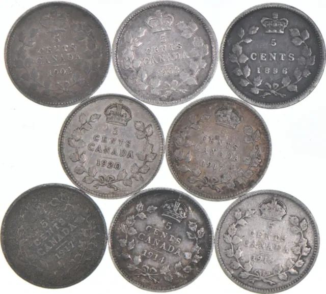 1902 1902 1896 1920 1917 1917 1914 1918 Half Dime Canada Silver Collection *726