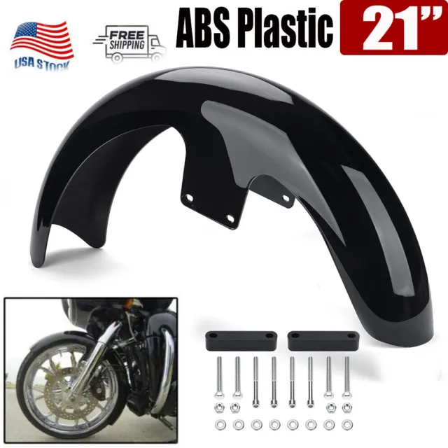21" Wheel Wrap Front Fender ABS For Harley Touring Street Glide Custom Baggers