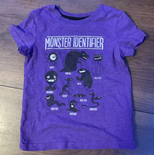 Cat & Jack Boys 3t Monster Identifier Tee Purple Black