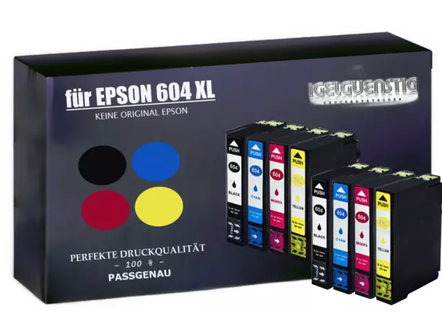 8x XXL Patronen für Epson 604XL XP 2200 3205 2205 3200 4200 4205 WF 2930 2910