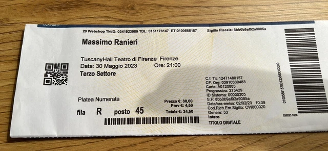 concerto due biglietti per massimo ranieri 
