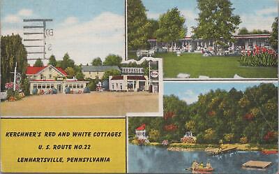 Postcard Kerchner's red and White Cottages Lenhartsville PA