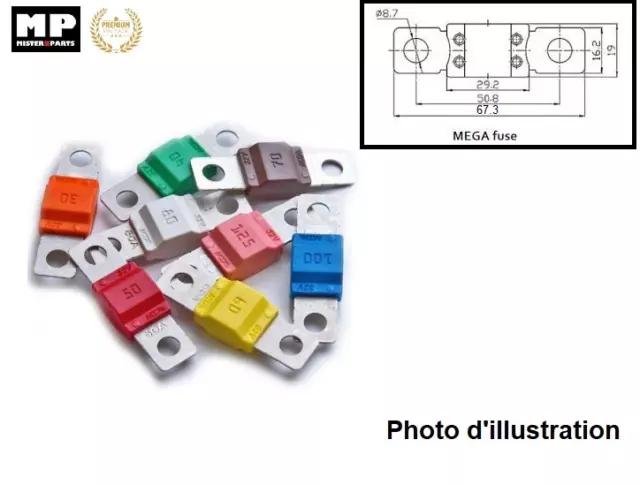 Fusibles à Vis Type MEGA 80 100 125 150 175 200 225 250 300 400 500 A 68 mm 32V