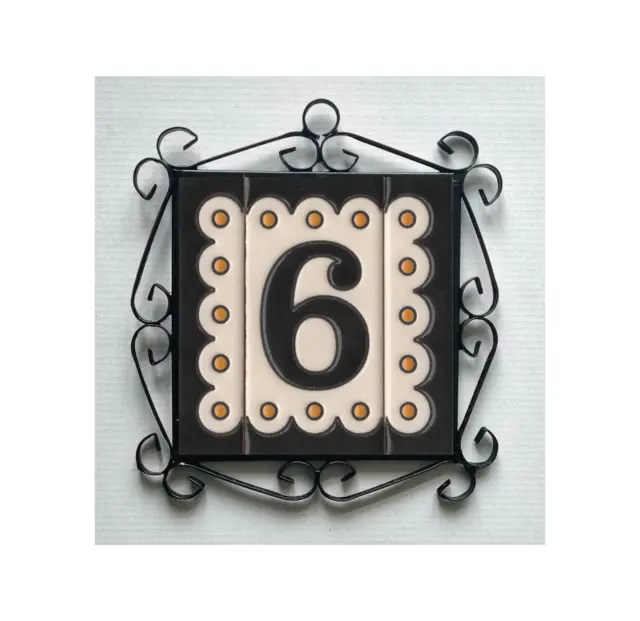 Soto M-3 Spanish Hand-painted Ceramic 11 x 5.5 cm or 2.16 x 4.33" House Numbers 3