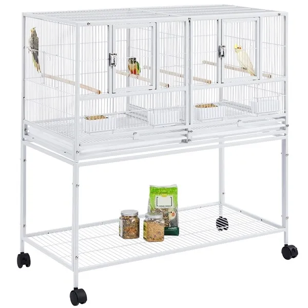 41.5’’ Stackable Wide Bird Cage Divided Breeder Cage for Small Birds Lovebirds