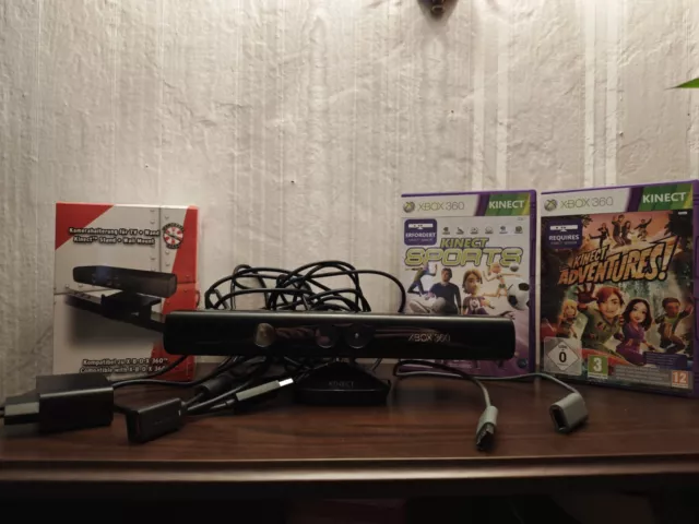 Microsoft Xbox 360 Kinect Sensor Bundle (+ Halterung, 2 Spiele, Adapter)